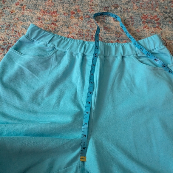 Quacker Factory Women's Medium Capri Turquoise Blue Soft Knit Pull On Shorts - Picture 10 of 10